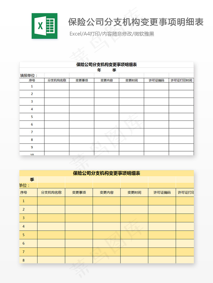 保险公司分支机构变更事项明细表