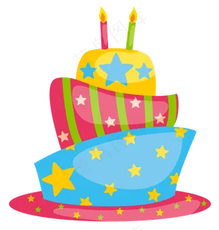 水彩手绘生日快乐庆祝生日蛋糕png...