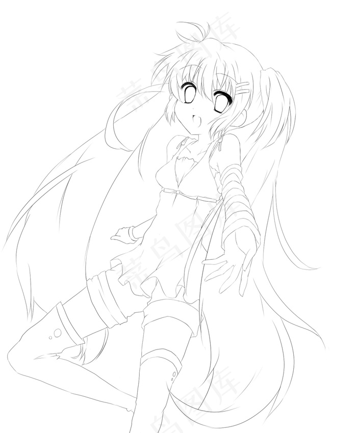 动漫线稿女孩