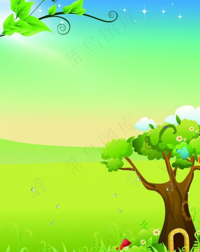 卡通背景 大树图片