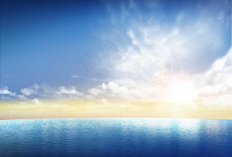 蓝色海面图片