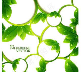 绿叶水珠水滴环保背景图片