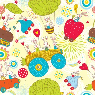 卡通兔子儿童房幼儿园背景墙壁纸