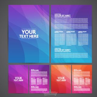 彩色流线纸张模板矢量素材图片