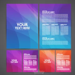 彩色流线纸张模板矢量素材图片