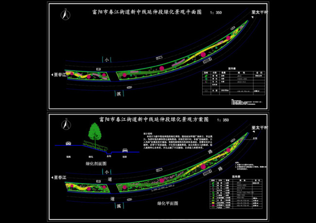 某街道新中线延伸段绿化平面图