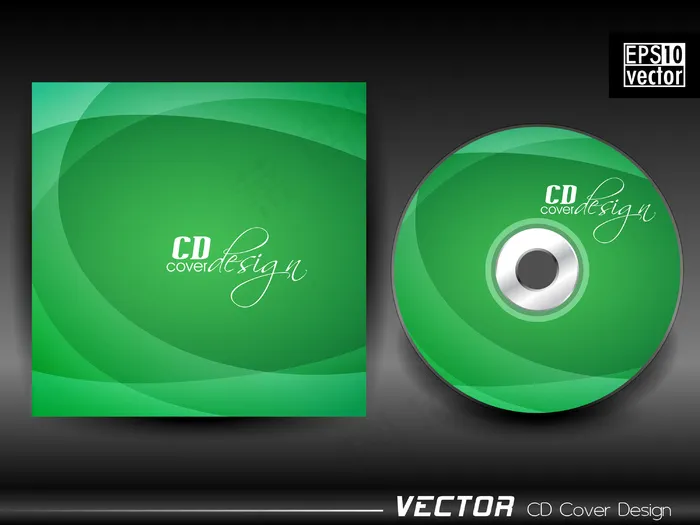 波效应的绿颜色矢量CD封面