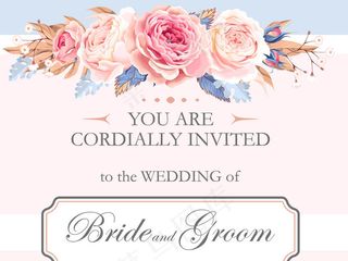 小清新手绘水彩花朵婚礼背景模版设计...