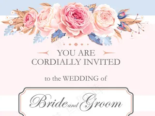 小清新手绘水彩花朵婚礼背景模版设计...