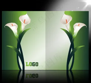 绿色幽雅 漂亮百合画册封面设计模板