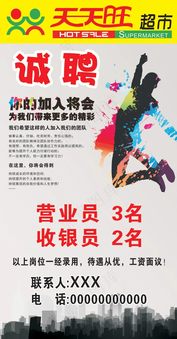 超市招聘海报cdr矢量模版下载