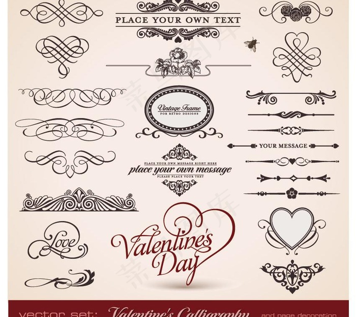 古典花纹花边框装饰元素图片