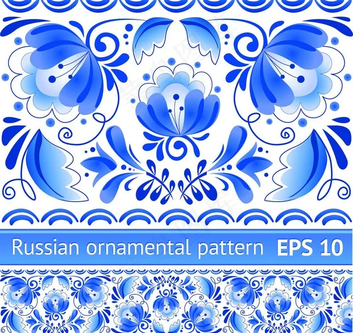 蓝色欧式花纹图片eps,ai矢量模版下载