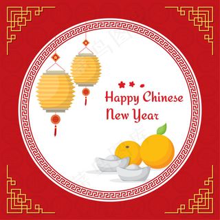 新年快乐背景灯笼花纹
