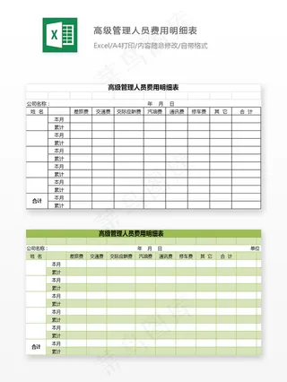 高级管理人员费用明细表