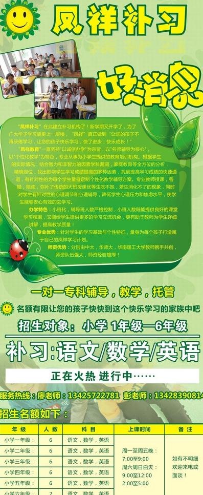 补习班x展架海报图片(800X1800)cdr矢量模版下载