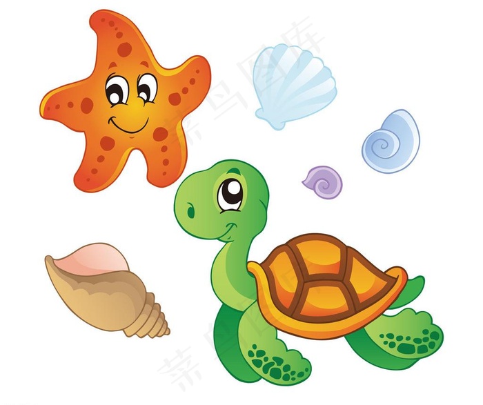 矢量乌龟 海五星图片