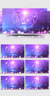 紫色梦幻闪光心型粒子婚礼背景