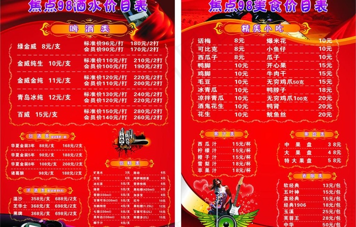 酒水牌图片cdr矢量模版下载