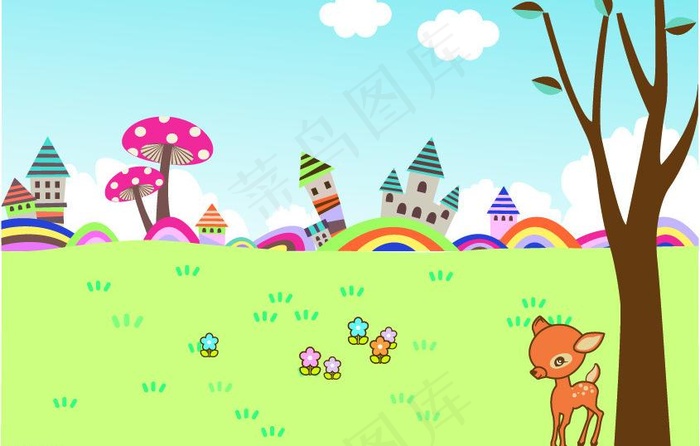 风景画图片ai矢量模版下载