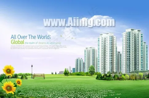 房地产风景绿色PSD素材