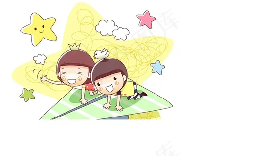 趴在纸飞机上的儿童