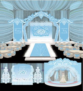 浅蓝色婚礼主题背景