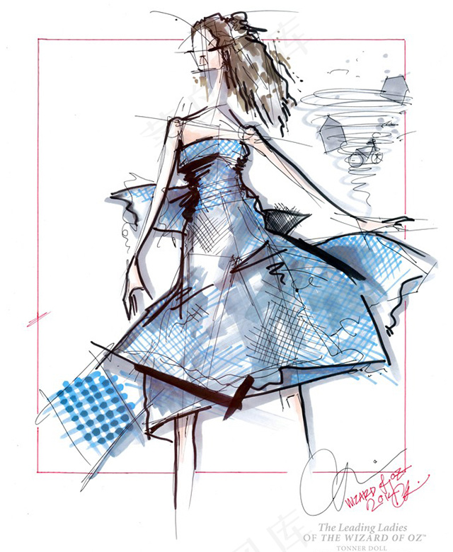 蓝色抹胸裙设计图