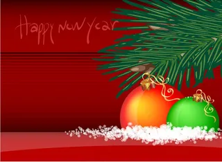 新年模板松枝和气球矢量背景