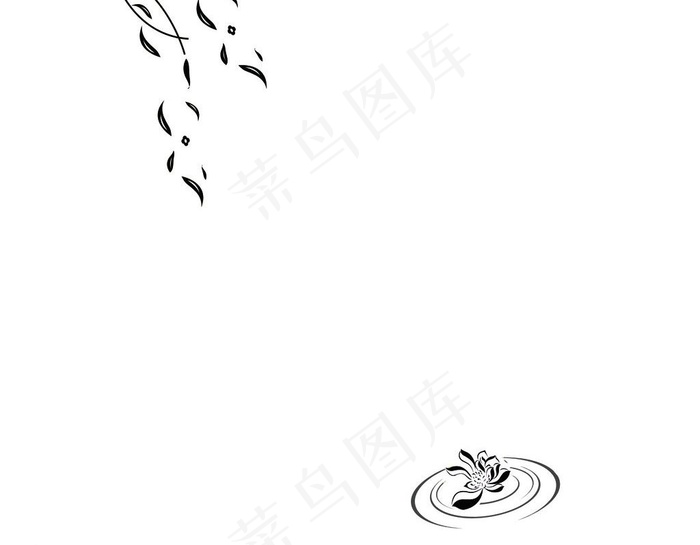 柳叶 池塘 水波图片psd模版下载