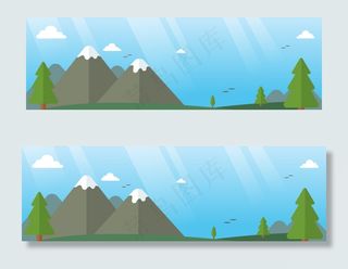 卡通手绘森林风banner海报背景