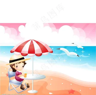 海边小女孩图片