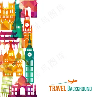 古典建筑旅游背景矢量
