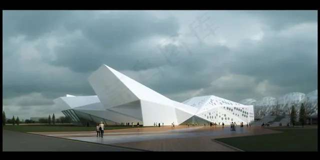 创意异形建筑物效果图PSD分层素材