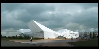 创意异形建筑物效果图PSD分层素材