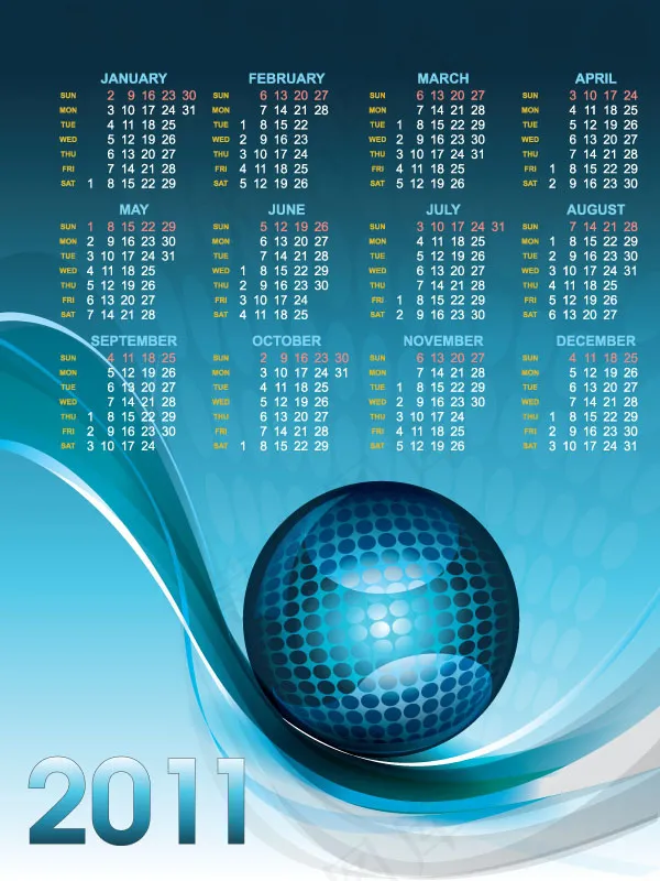 2011日历模板矢量ai矢量模版下载