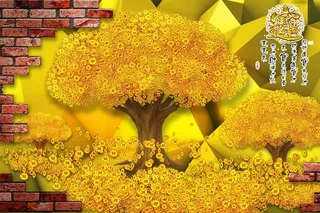 *发财树3D立体电视背景墙装饰壁...