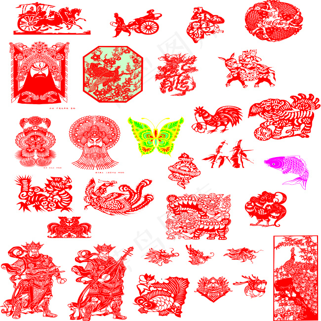 剪纸人物ai矢量模版下载