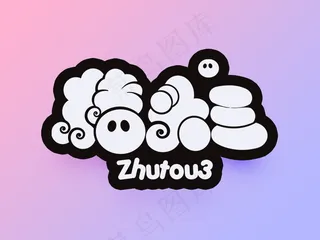 banner字体设计-胖胖字-猪头三