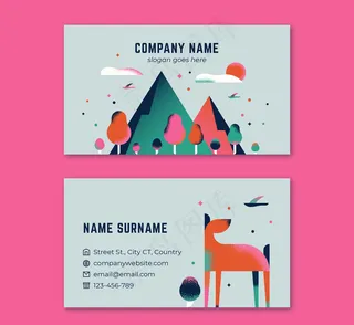 创意自然风景商务名片正反面矢量图