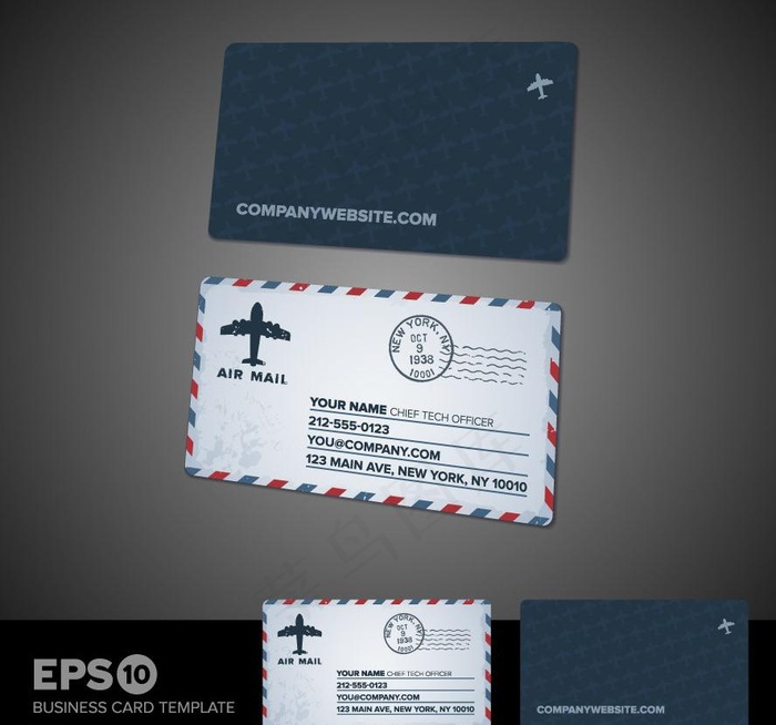 航空快递名片卡片图片eps,ai矢量模版下载