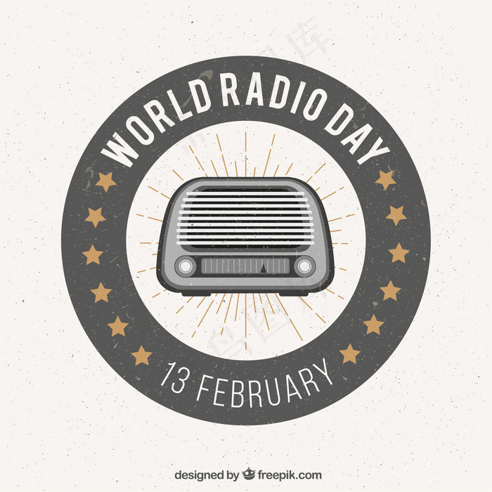 世界无线电日背景的复古风格
