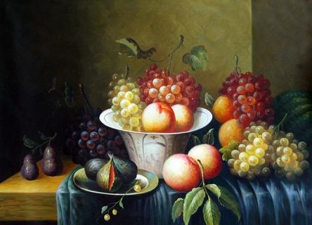 手绘欧式古典静物水果油画图片