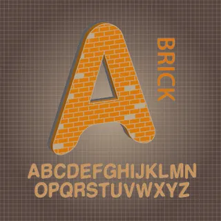 砖式字母的字体设计矢量