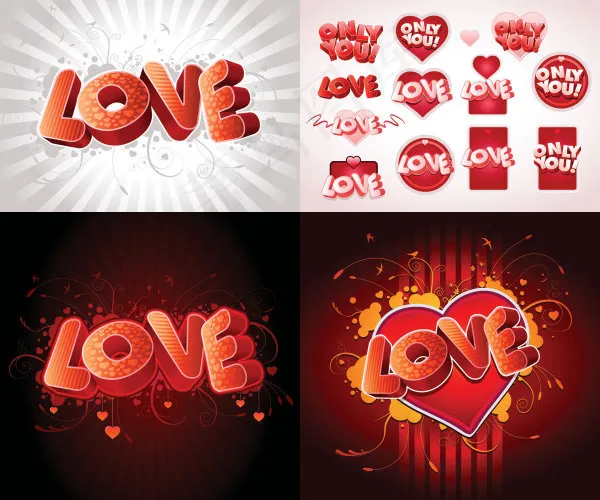 3D LOVE字体——矢...eps,ai矢量模版下载