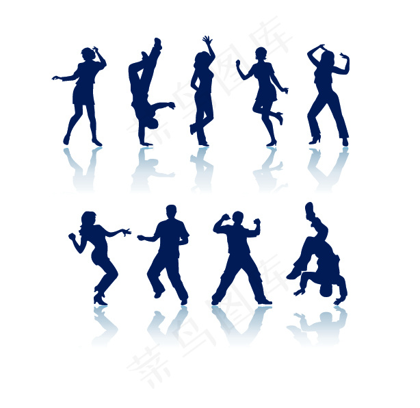 舞动的人剪影矢量