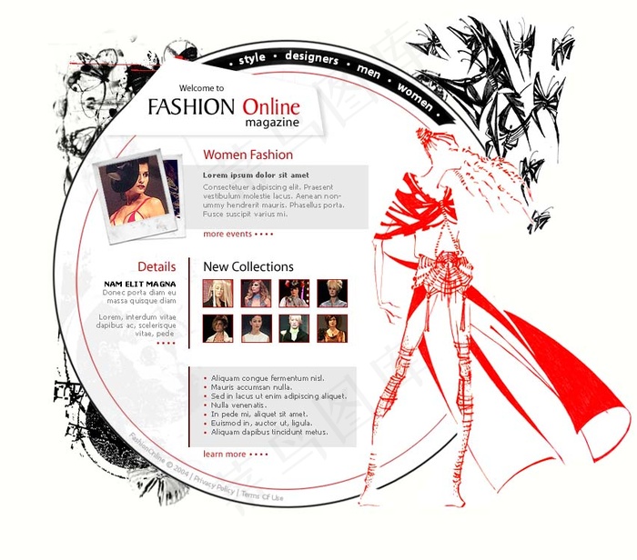 很有设计味的欧美服装艺术网页模版_...