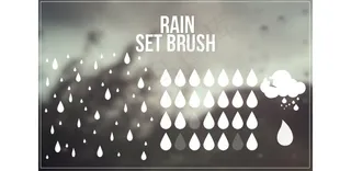 矢量风格雨滴和雨点效果PS笔刷
