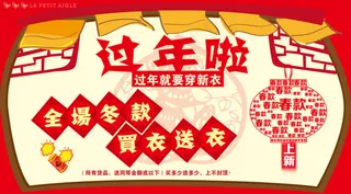 过年啦橱窗海报