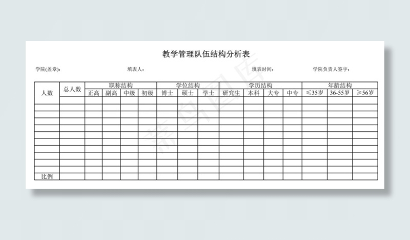 教学管理队伍结构分析表